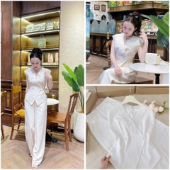 SET BỘ QUẦN SUÔNG ÁO VẠT CHÉO CÚC BỌC NỮ (SALE 159k)