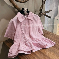 ÁO SƠ MI GU BÈO HỒNG CÁCH ĐIỆU NỮ SẴN( xả 79k )