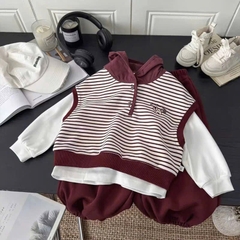 SET BỘ DÀI KẺ 3 CHI TIẾT LIỀN MŨ 2 MÀU BÉ TRAI