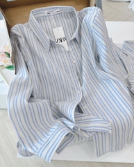 ÁO KẺ ZARA CỔ V VẠT BẦU NỮ