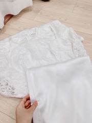 SET ÁO DÀI REN 2 LỚP CỔ NGỌC ĐÍNH VAI ĐÁ(xả 150k)