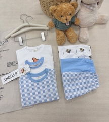 SET 3 BỘ DÀI TAY CUTE PUPPY TONE XANH TRỜI CHO BÉ TRAI