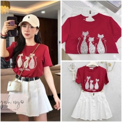 SET JEANS LI 2 LỚP MIX ÁO ĐỎ MÈO NỮ SẴN