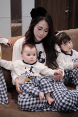 SET BỘ DÀI MICKEY QUẦN KẺ XANH THAN MẸ VÀ BÉ