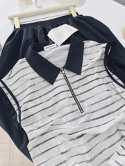 SET ÁO KẺ PHỐI TAT VIỀN MIX CHÂN VÁY NỮ