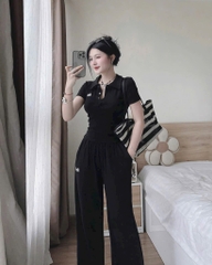 SET BỘ ÁO CỘC QUẦN DÀI THÊU CHỮ BAD NỮ THU ĐÔNG (SALE 99k)