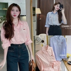 ÁO SƠ MI THÊU TIM DÀI TAY NỮ SẴN( xả 59k)