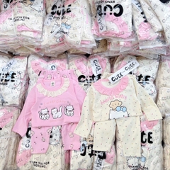 SÉT 2 BỘ COTTON DÀI TAY MÈO KITTY BE HỒNG CHO BÉ GÁI