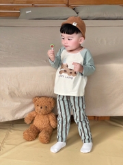 SET 2 BỘ DÀI CHÓ MK QUẦN KẺ SỌC BÉ TRAI