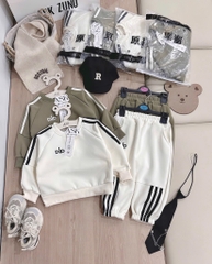 SET DÀI NỈ 3 SỌC HAI DA RÊU KEM BÉ TRAI SẴN