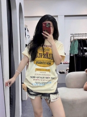 ÁO PHÔNG BE HOẠ TIẾT CHỮ ROLLER FLOOR NỮ