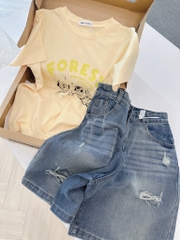 SET JEAN RÁCH LỬNG MIX ÁO PHÔNG FOREST NỮ SẴN (SALE 139k)
