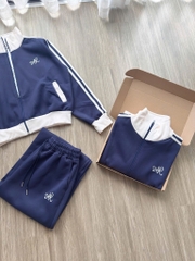 SET BỘ NỈ HAI DA PHỐI TAY CỔ TRẮNG NỮ THU ĐÔNG SẴN