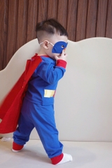 SET BỘ DÀI COTTON SUPER MAN XANH KÈM MẶT NẠ ÁO CHOÀNG BÉ TRAI