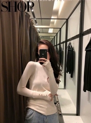 ÁO LEN BASIC KHUY TAY NỮ THU ĐÔNG