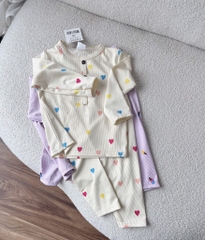 SET 2 BỘ DÀI BÉ GÁI LEN TĂM KEM TIM TÍM BE