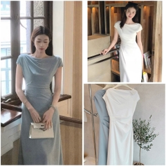VÁY DÀI LI EO CỔ ĐỔ 2 LỚP NỮ SẴN (SALE 139k)