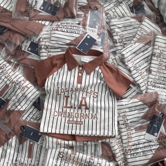 SET BỘ ÁO CỔ BẺ NÂU TÂY L.A CHO BÉ TRAI