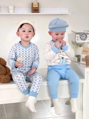 SET 3 BỘ DÀI TAY CUTE PUPPY TONE XANH TRỜI CHO BÉ TRAI