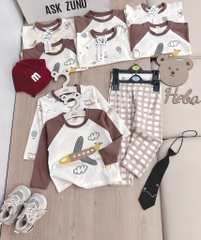 SET 2 BỘ DÀI MÁY BAY SIÊU XINH TONE NÂU BÉ TRAI