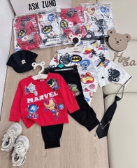 SET 2 BỘ DÀI IRONMAN MARVAL ĐEN ĐỎ GHI BÉ TRAI SẴN