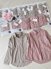 ÁO SƠ MI KẺ SỌC TÚI TRƯỚC NỮ(SALE 89k)