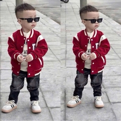 SÉT DÀI 3 MÓN COVER NEW ÁO KHOÁC BOMBER ĐỎ ÁO PHÔNG QUẦN JEAN BÉ TRAI
