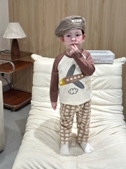 SET 2 BỘ DÀI MÁY BAY SIÊU XINH TONE NÂU BÉ TRAI