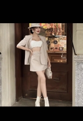 SET BLAZER CHÂN VÁY LI EO KÈM ÁO SẴN