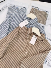 ÁO SƠ MI KẺ TAY LỬNG 2 MÀU NỮ