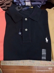 ÁO POLO ĐEN CỘC TAY THÊU NGỰA NỮ