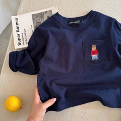 SET 4 ÁO THUN DÀI TAY THÊU GẤU BÉ TRAI