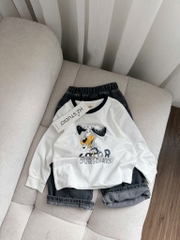 SET BỘ DÀI ÁO COTTON QUẦN BÒ BÉ TRAI SẴN(XẢ 65k)