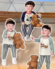 SET 2 BỘ DÀI CHÓ MK QUẦN KẺ SỌC BÉ TRAI