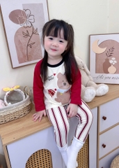 SET 2 BỘ DÀI QUẦN SỌC GẤU BEAR PUPPY BÉ GÁI SẴN