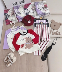 SET 2 BỘ DÀI QUẦN SỌC GẤU BEAR PUPPY BÉ GÁI SẴN