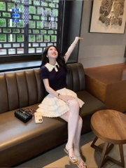 SET ÁO BÈO CHÂN VÁY TẦNG TRẮNG NỮ