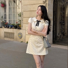 VÁY CHẤM BI CỔ SEN NƠ NỮ(XẢ 119k)