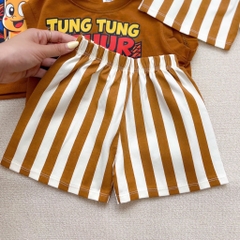 SET BA LỖ TUNGTUNG SAHUR QUẦN SỌC NÂU TÂY CHO BÉ TRAI (xả 45k)