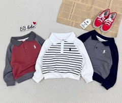 SET 3 ÁO NGỰA DÁNG BOM CỔ TRỤ DÀI TAY BÉ TRAI SẴN