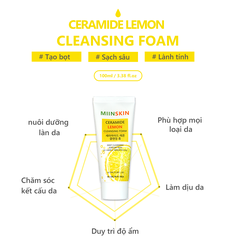Sữa rửa mặt sáng da chiết xuất chanh Miinskin - Miinskin Ceramide Lemon Cleansing Foam