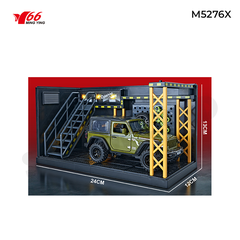 MY66-M5276X Xe hợp kim tỷ lệ 1:32 JEEP Wrangler mầu xanh lục + Décor gara sửa chữa.
