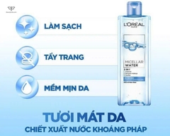 Nước tẩy trang giúp làm sạch sâu, loại bỏ bụi bẩn và lớp trang điểm 3-in-1 L'Oreal Paris Micellar Water 400ml (Màu Xanh Nhạt)