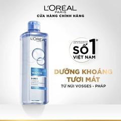 Nước tẩy trang giúp làm sạch sâu, loại bỏ bụi bẩn và lớp trang điểm 3-in-1 L'Oreal Paris Micellar Water 400ml (Màu Xanh Nhạt)
