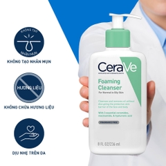 Sữa rửa mặt giúp làm sạch sâu dành cho da dầu Cerave Foaming Facial Cleans 236ml