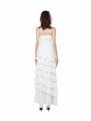 LSEOUL Đầm Body Cúp Ngực Xẻ Tà Bèo Tầng Sang Trọng Dự Tiệc Milky Dress