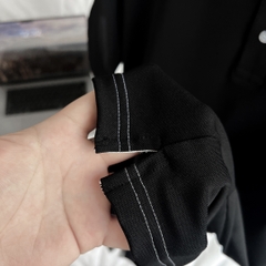 Áo Polo Bigsize Thêu Bông lúa Màu Đen