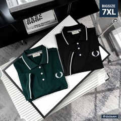 Áo Polo Bigsize Thêu Bông lúa Màu Đen