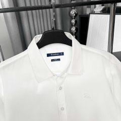 Áo Sơ Mi Tay dài Bigsize Trơn Logo thêu Gấu Màu Trắng