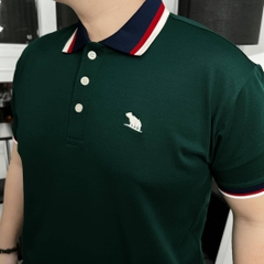 Áo Polo Bigsize Màu Xanh rêu Thêu Gấu Phối cổ 3 màu
